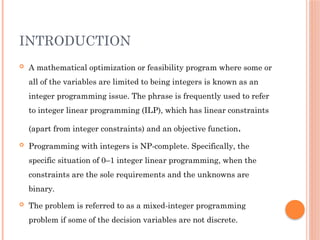 Linear mixed integer programs for chemical engineering | PPTX ...