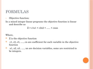 Linear mixed integer programs for chemical engineering | PPT