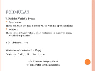Linear mixed integer programs for chemical engineering | PPTX