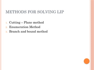 Linear mixed integer programs for chemical engineering | PPTX