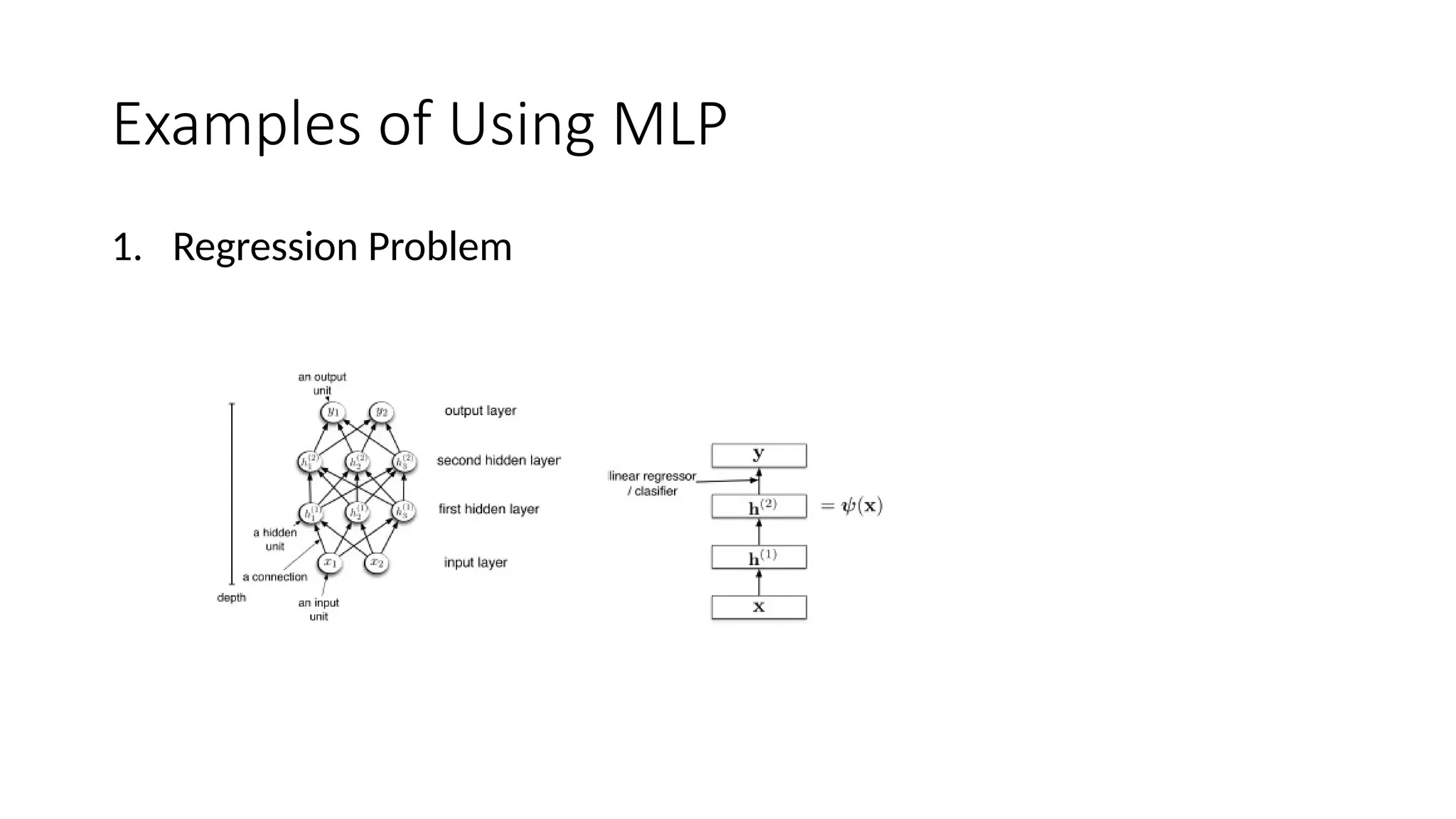 Examples of Using MLP
1. Regression Problem
 