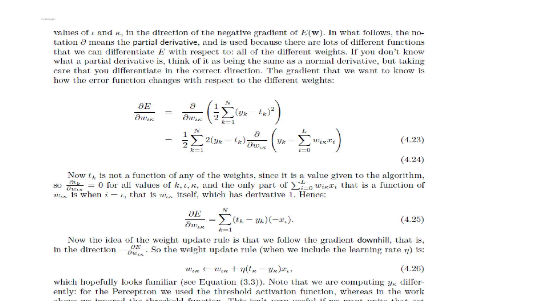 Deriving Backpropagation
2. Error of the Network
 