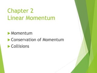 Chapter 2
Linear Momentum
 Momentum
 Conservation of Momentum
 Collisions
 