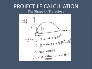 PROJECTILE CALCULATION
The Shape Of Trajectory
 