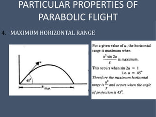PARTICULAR PROPERTIES OF
PARABOLIC FLIGHT
4. MAXIMUM HORIZONTAL RANGE
 