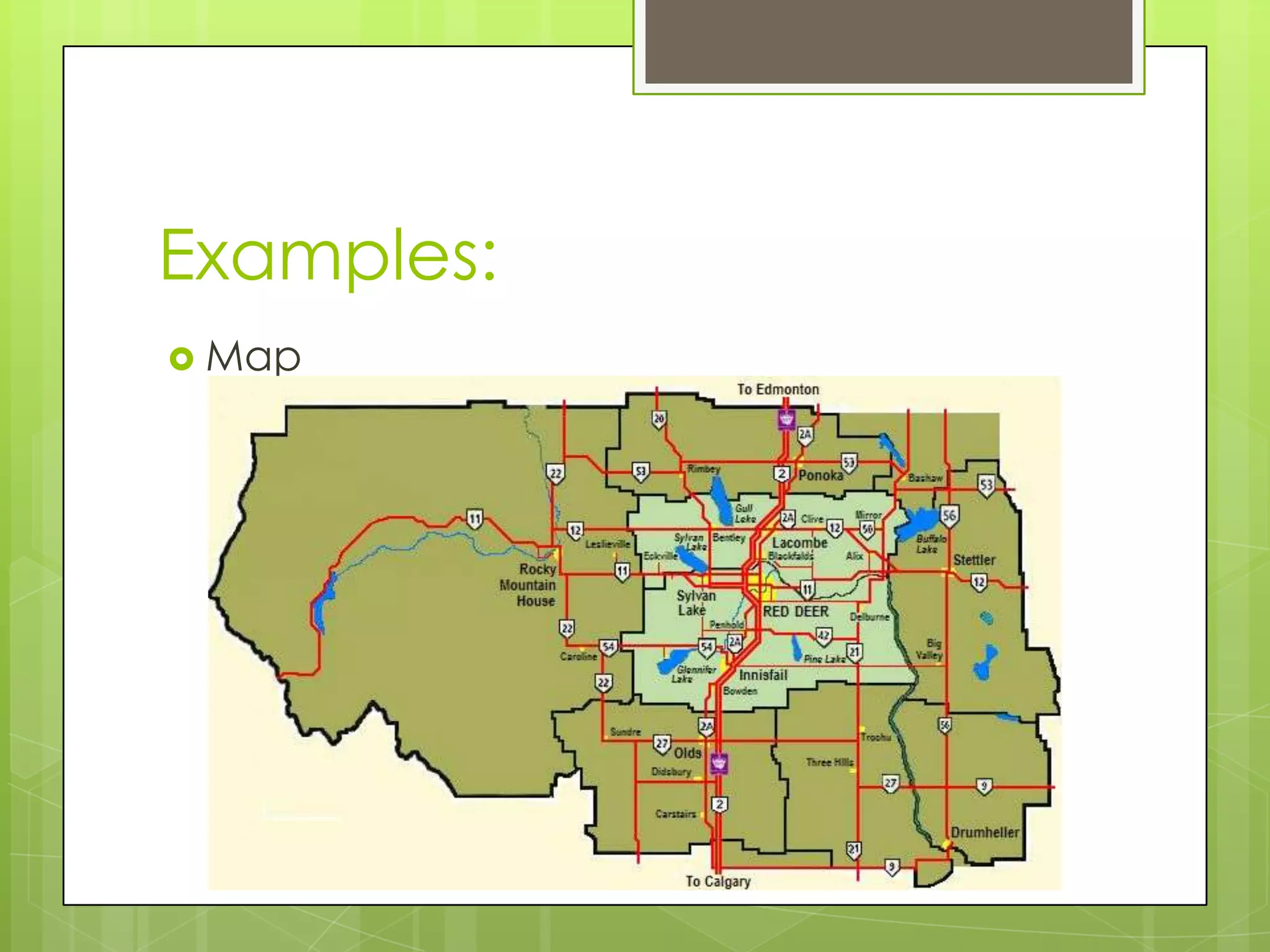 Examples:
 Map
 
