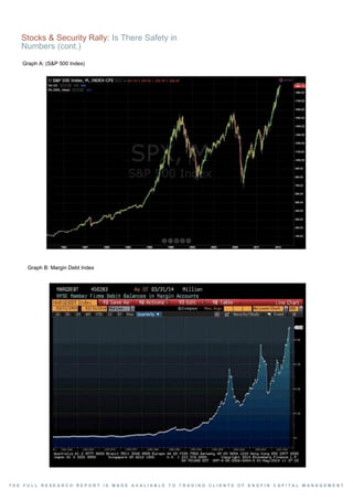 Stocks & Security Rally: Is There Safety in
Numbers (cont.)
Graph A: (S&P 500 Index)
Graph B: Margin Debt Index
T H E F U L L R E S E A R C H R E P O R T I S M A D E A V A L I A B L E T O T R A D I N G C L I E N T S O F E N G F I N C A P I T A L M A N A G E M E N T
 