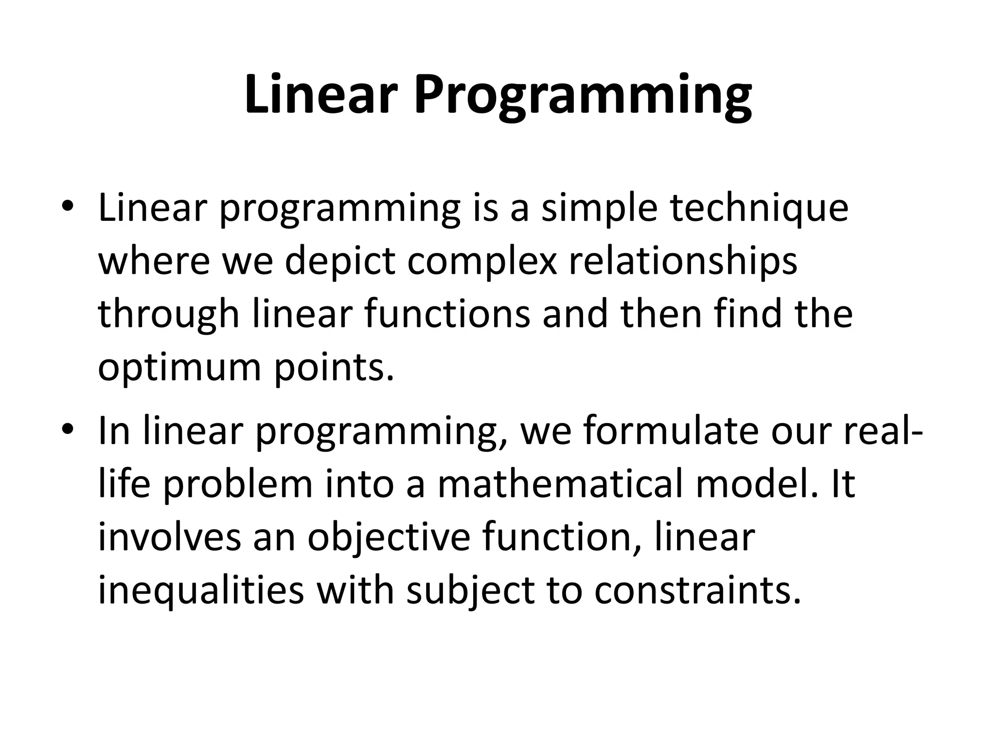 linear optimization.pptx | Programming Languages | Computing