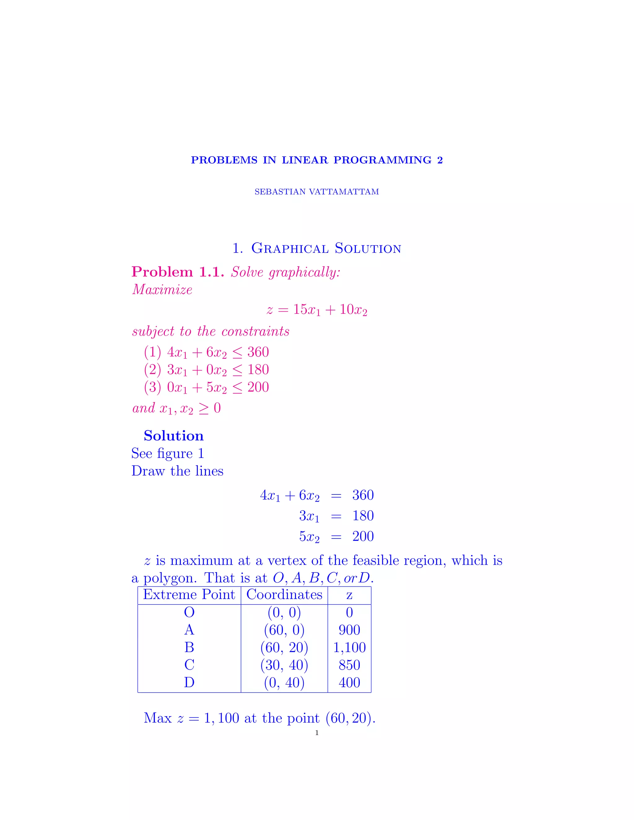 Problems in Linear Programming 2 | PDF