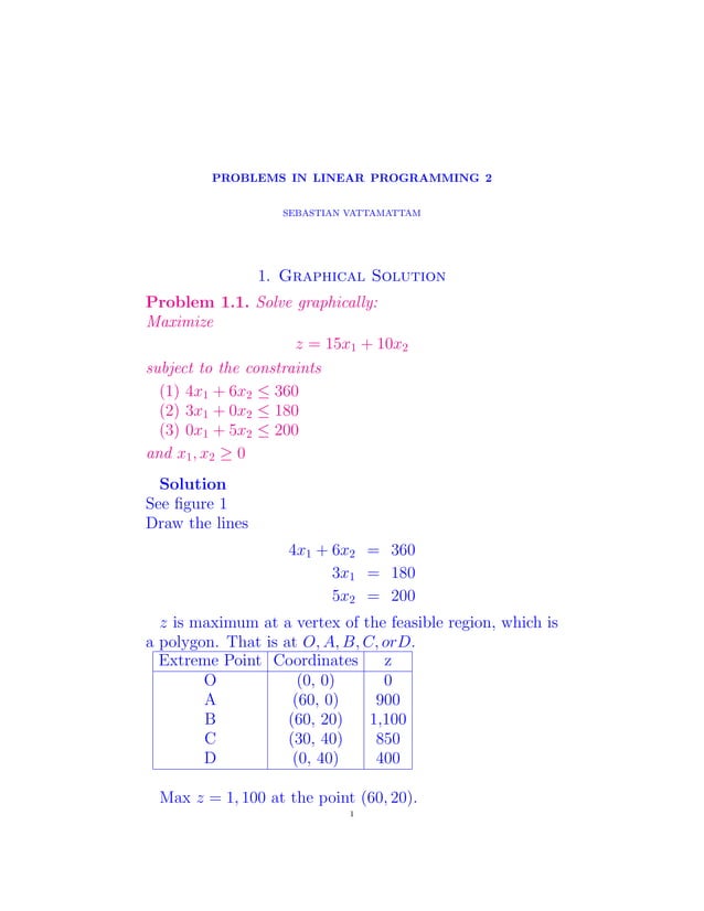 Problems in Linear Programming 2 | PDF