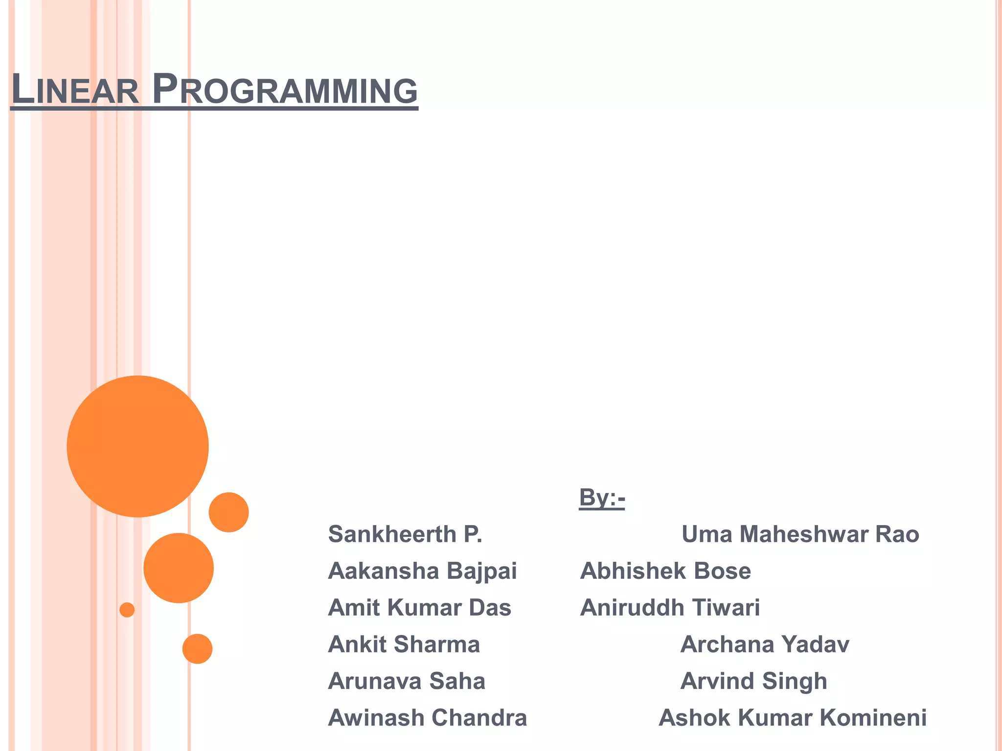 Linear programing | PPSX | Computer Software and Applications | Computing