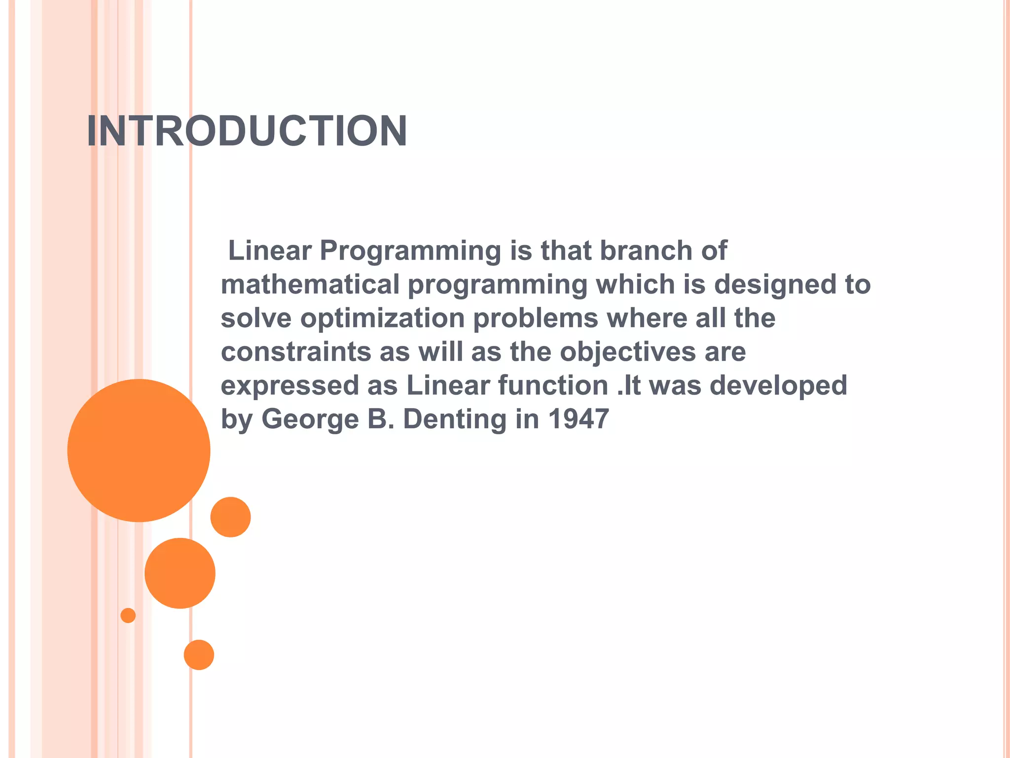 Linear programing | PPTX | Programming Languages | Computing
