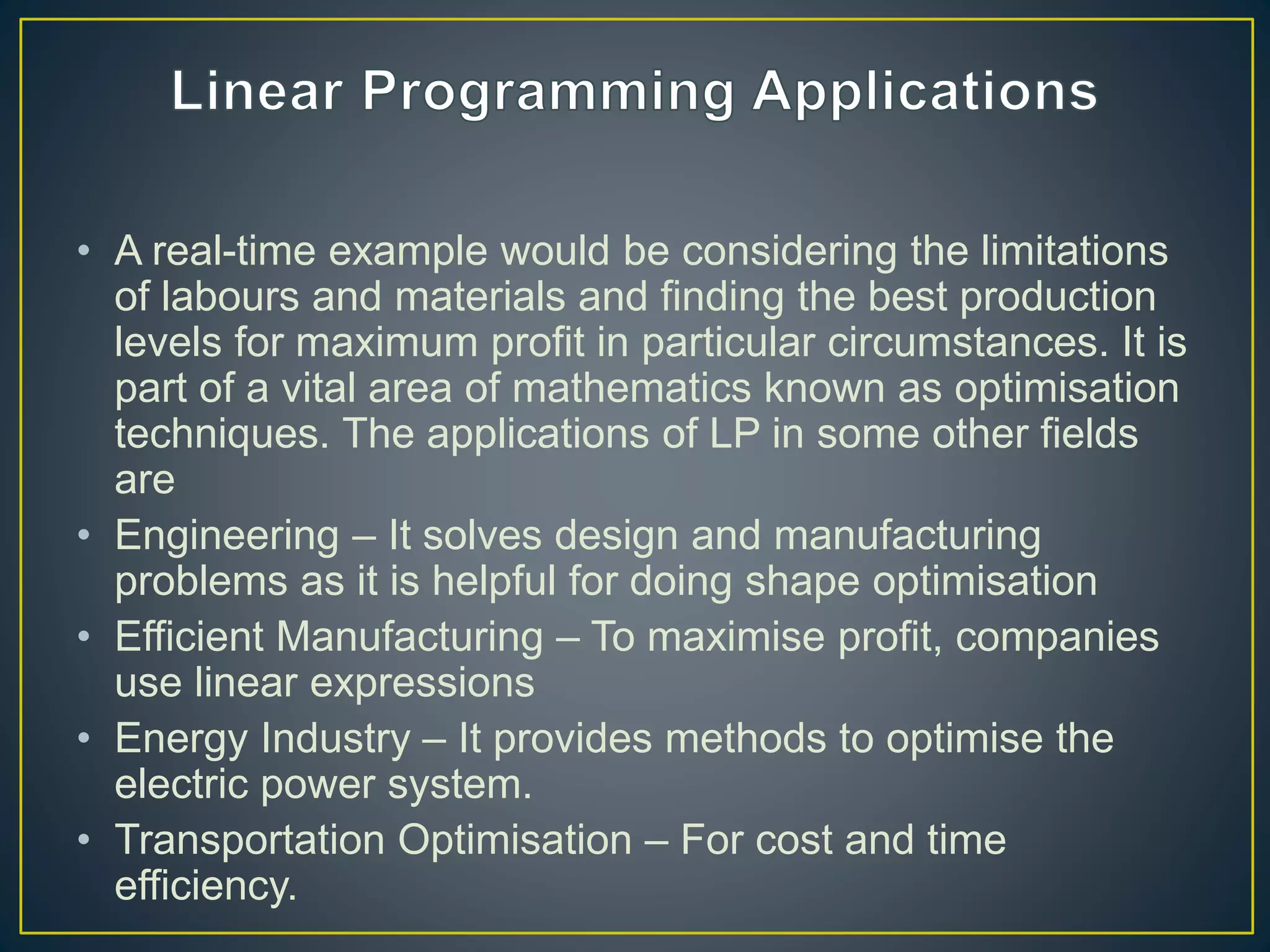 Linear Programing.pptx | Programming Languages | Computing