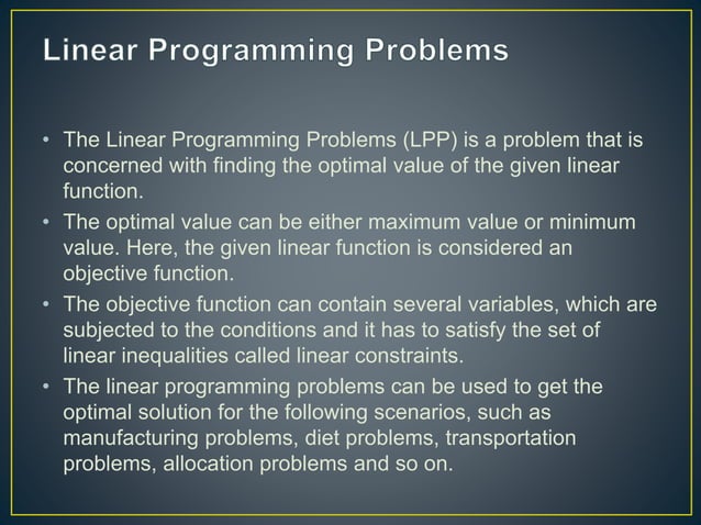 Linear Programing.pptx | Programming Languages | Computing