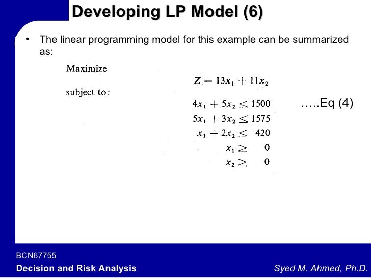 linear programming simplex method example pdf