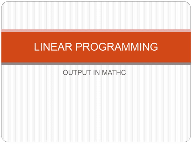 Linear programming | PPTX