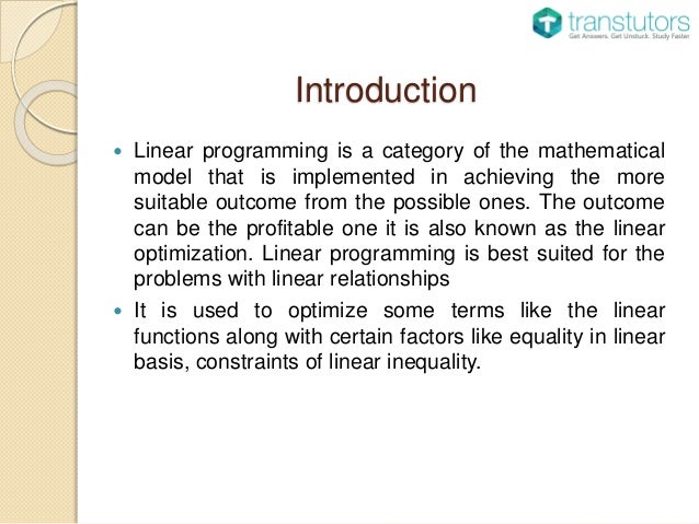 what does linear programming mean in economics
