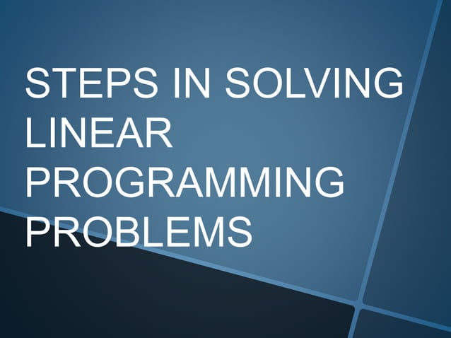Linear programming | PPT