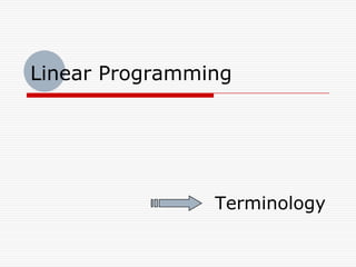 Linear Programming




                Terminology
 