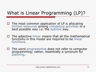 Linear programming graphical method (feasibility) | PPTX | Programming ...