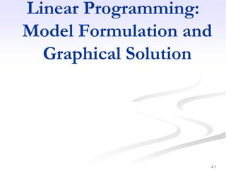 2-1
Linear Programming:
Model Formulation and
Graphical Solution
JOSEPH GEORGE KONNULLY
Prepared by
 