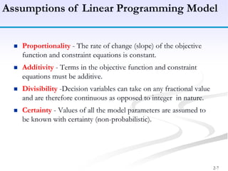 Linear programming - Model formulation, Graphical Method | PPTX
