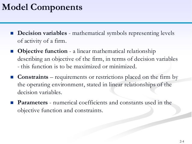 Linear programming - Model formulation, Graphical Method