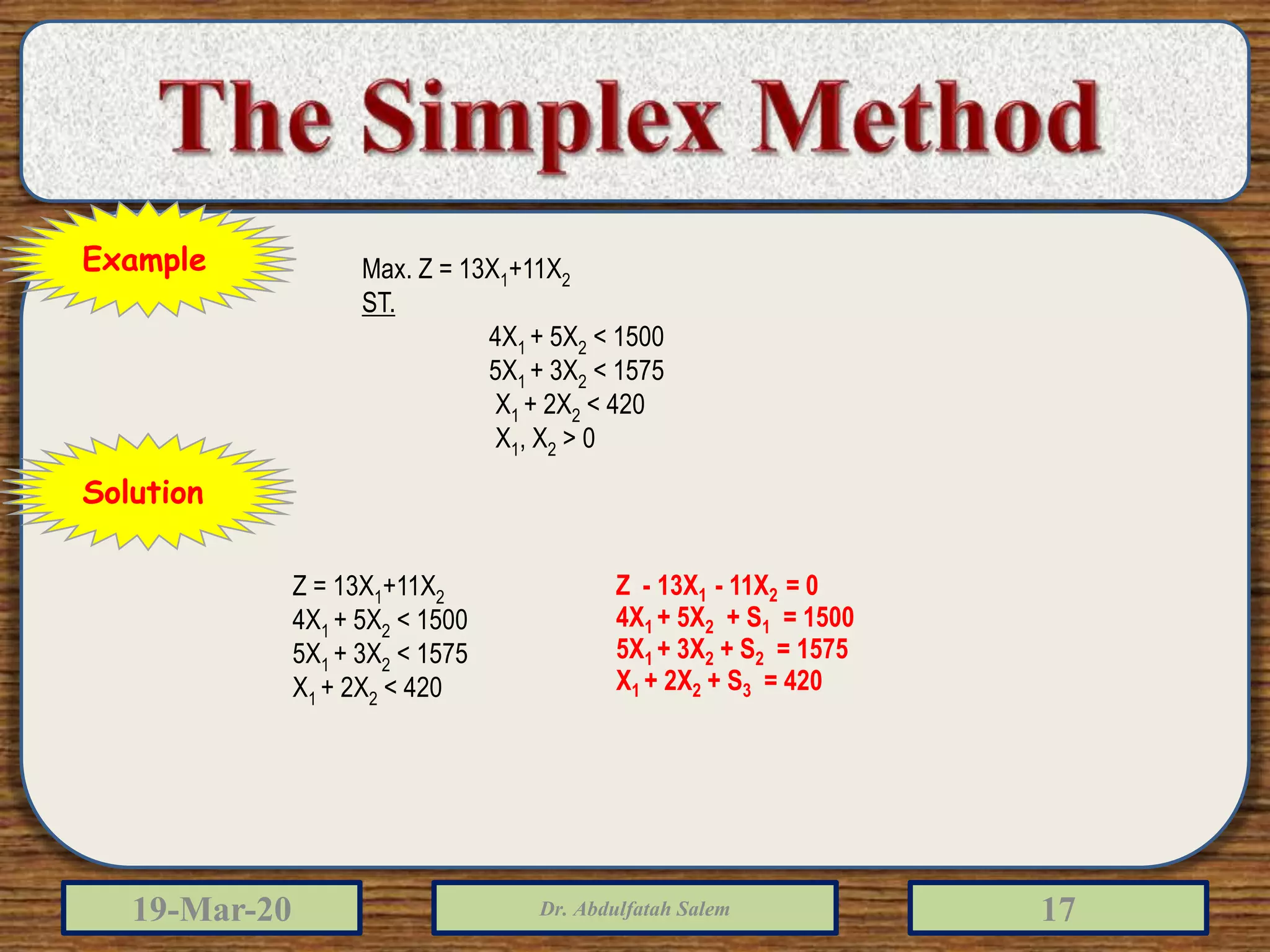 Linear programming simplex method | PPTX