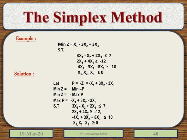 Linear programming simplex method | PPTX