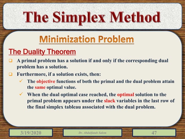 Linear programming simplex method | PPTX
