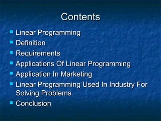 Linear programming in market application | PPT