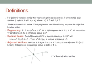 Definitions
•
x* - 3 constraints active
 