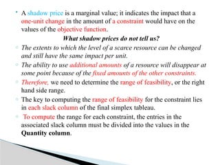Shadow Cost Linear programming ppt on operertion research | PPTX