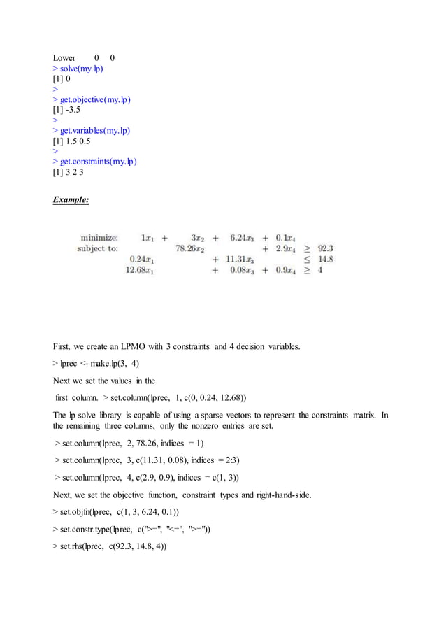 Linear programming wi̇th R | PDF