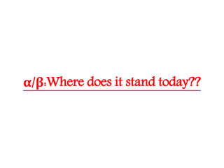 α/β:Where does it stand today??
 