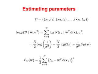Estimating parameters Log likelihood: Observed data: 