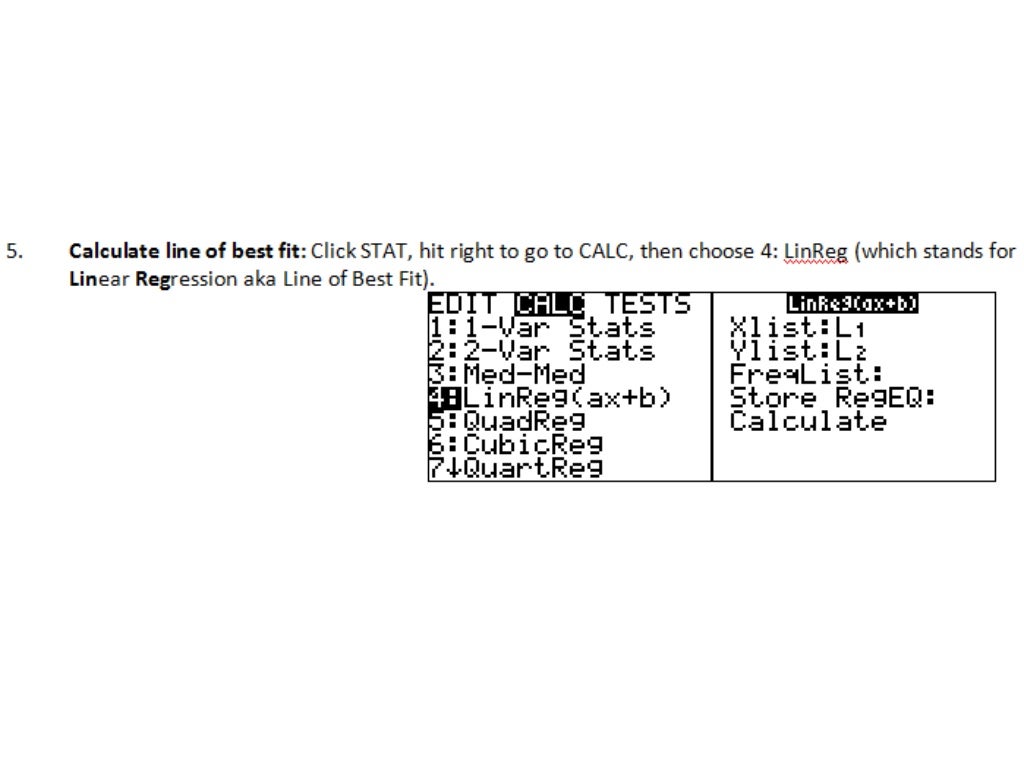 Linear regression equation on graphing calculator mensjoe