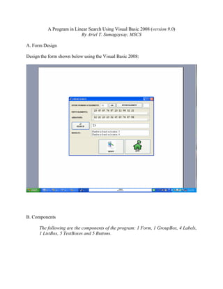 Linear Search Program in Visual Basic 2008 | PDF