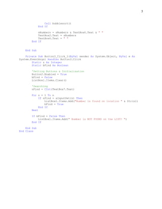 Linear Search Program in Visual Basic 2008 | PDF
