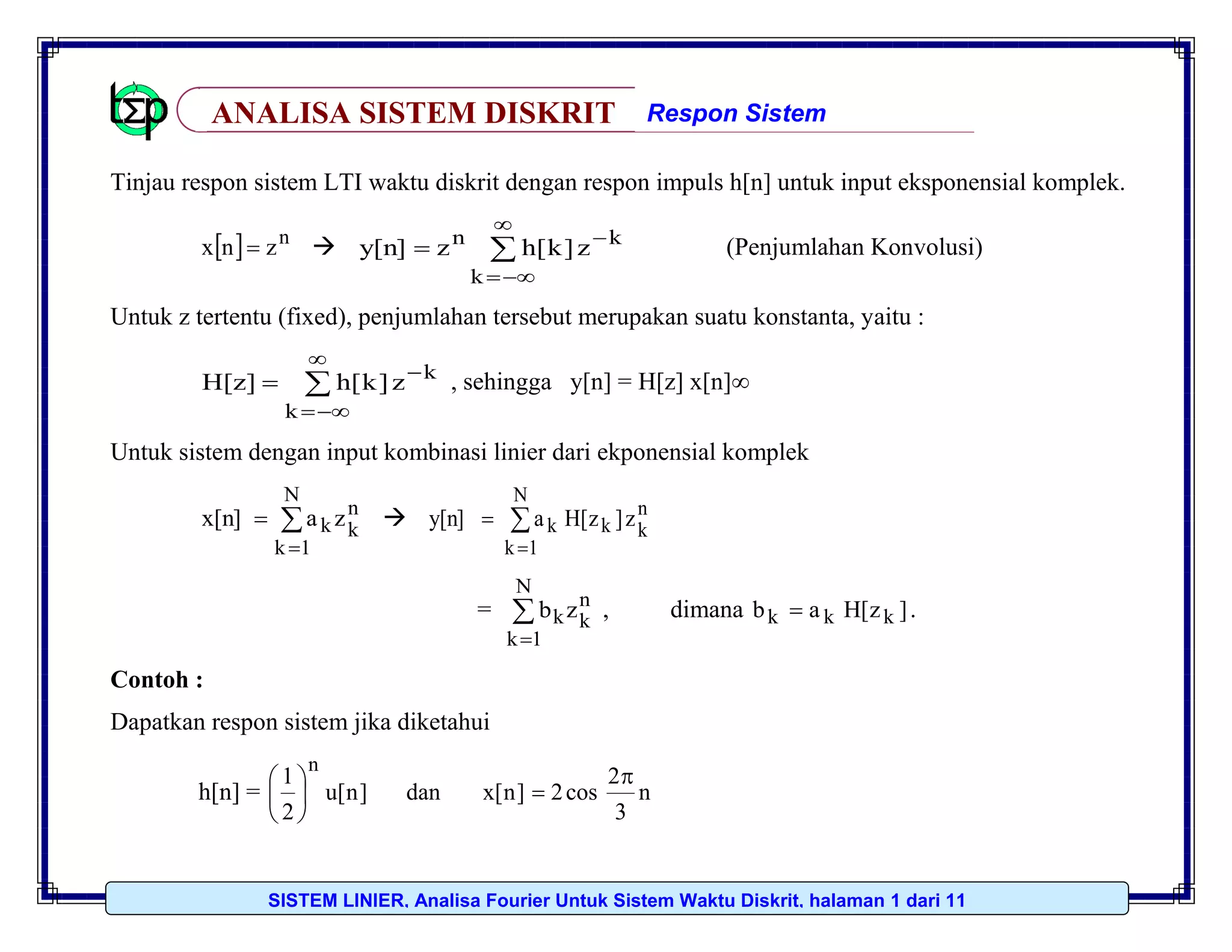 Transformasi Fourier Waktu Diskrit | PDF