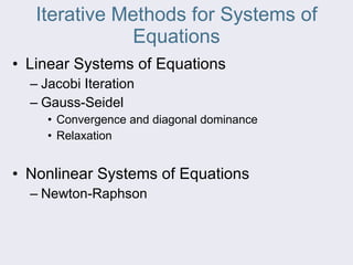 Iterative Methods for Systems of Equations ,[object Object],[object Object],[object Object],[object Object],[object Object],[object Object],[object Object]