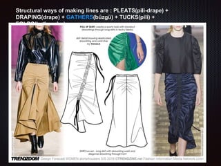 Structural ways of making lines are : PLEATS(pili-drape) +
DRAPING(drape) + GATHERS(büzgü) + TUCKS(pili) +
FOLDS(katlamalar)
 