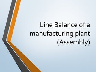 Line Balance of a
manufacturing plant
(Assembly)
 