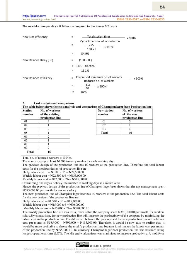 Line balancing example