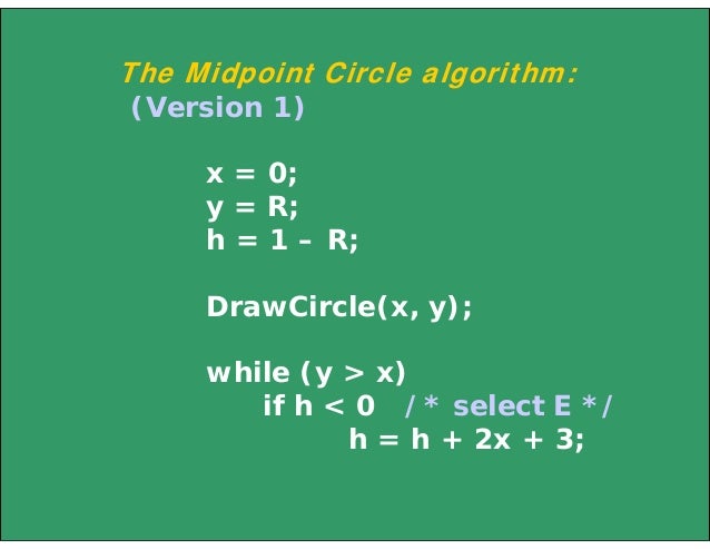 Midpoint Line Drawing Algorithm Example : Line circle draw
