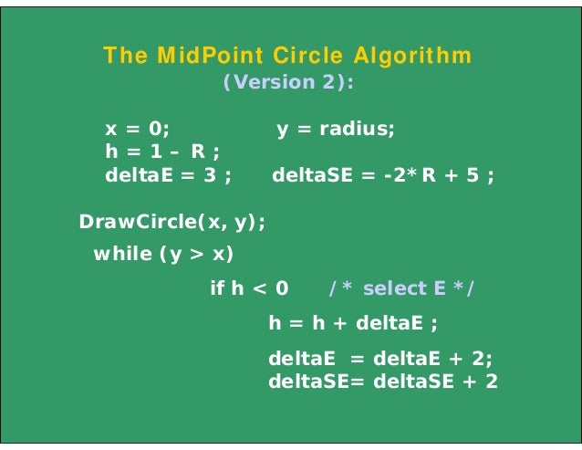 Midpoint Line Drawing Algorithm Example : Line circle draw