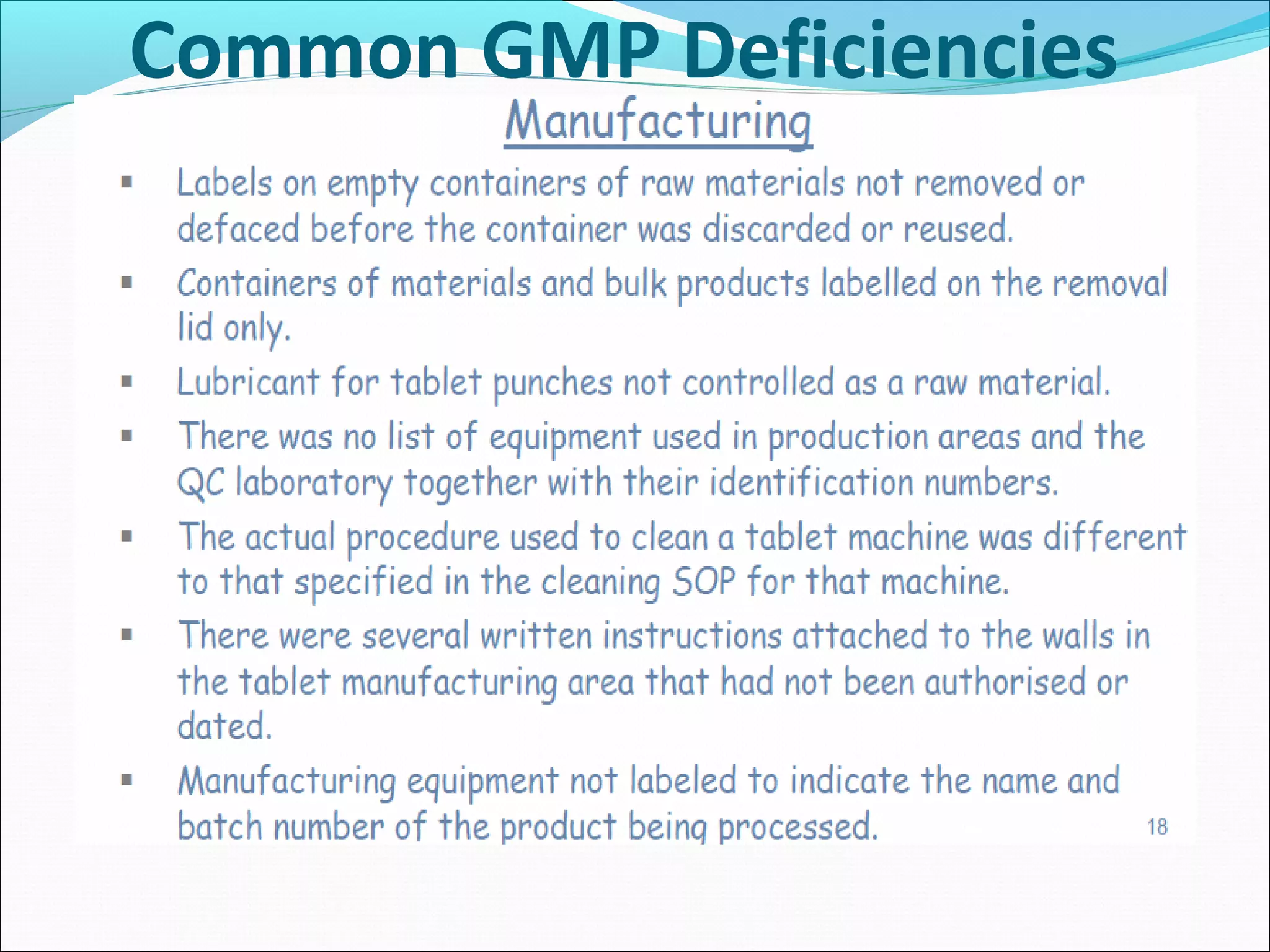Common GMP Deficiencies

 