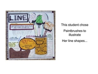 This student chose
Paintbrushes to
illustrate
Her line shapes...
 