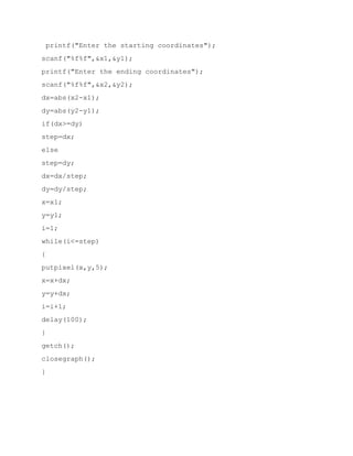 Line drawing algorithm | PDF