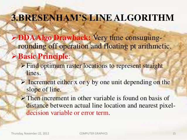 Bresenham Line Drawing Algorithm With Slope Greater Than 1 : Line drawing algorithms